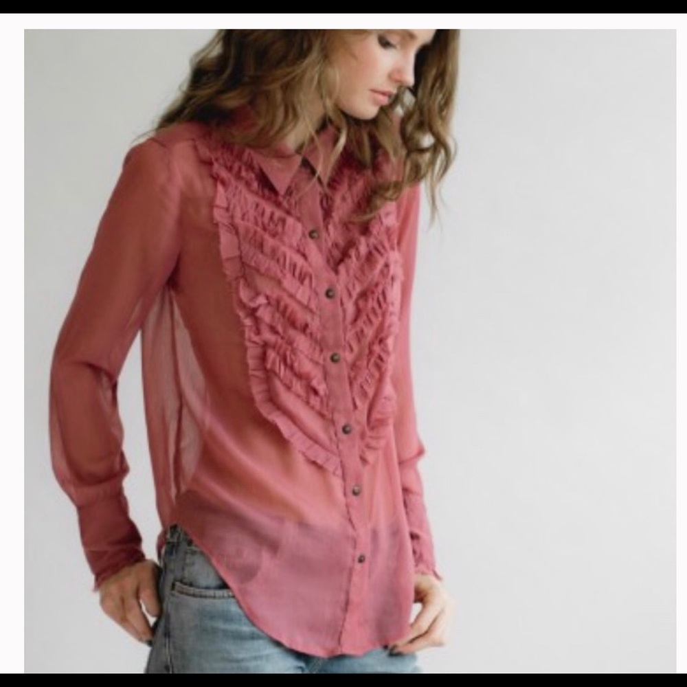 Free People Ruffled Blouse